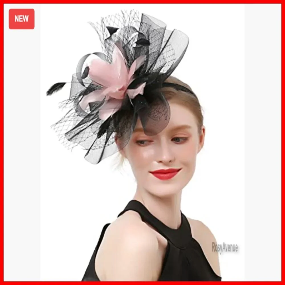Feather Flower Fascinator Hat with Clip for Derby Wedding Church Tea Party
